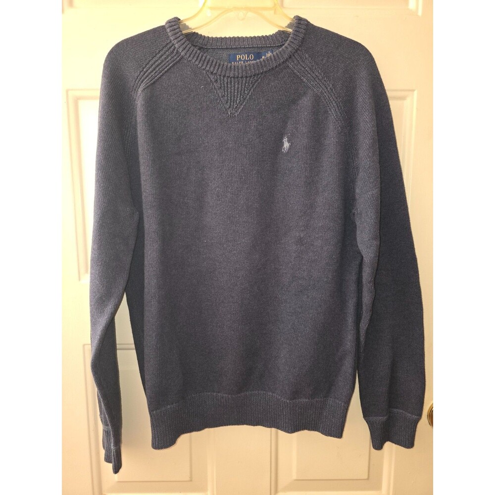 POLO RALPH LAUREN 100% Cotton Sweater - Medium - Blue